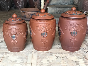 Hũ sành đựng rượu gạo gốm sứ Bát Tràng loại 20L (15Kg gạo)