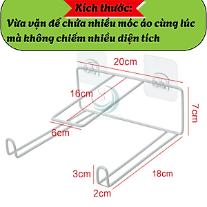 Giá treo móc áo dán tường tiện lợi- Kệ treo móc quần áo dán tường đa năng- Giá treo đồ gọn gàng không cần khoan- Kệ gắn tường treo móc áo và kẹp đồ- Giá đựng móc treo dán tường tiết kiệm không gian