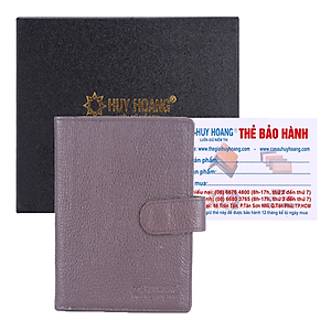 Ví đựng Passport Huy Hoàng bấm nút màu nâu-HT9109