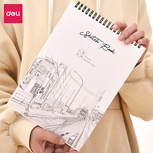 Sổ phác thảo 100gsm 40 trang lò xo kép nhiều kích cỡ Deli - Sketchnote - 1 quyển - 73627 / 73628 / 73633