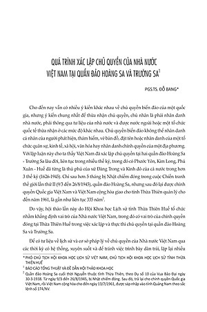 Quá Trình Xác Lập Của Nhà Nước Việt Nam Tại Quần Đảo Hoàng Sa Và Trường Sa