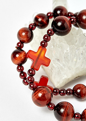 Cặp Vòng Chuỗi Mân Côi Mẹ Và Bé Đá Thạch Anh Mắt Hổ ni 52, ni 40- Ngọc Quý Gemstones