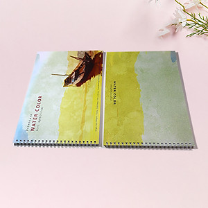 Sổ vẽ màu nước A4 giấy chuyên dụng có vân đẹp nhập từ Ý định lượng 300gsm, loang màu tốt lên màu trong tự nhiên,15 tờ/cuốn Green Art-Hàng chính hãng
