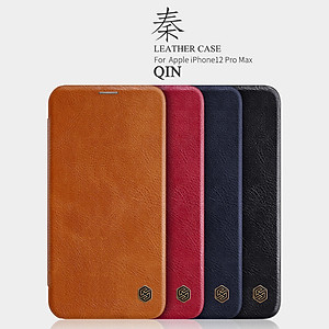 Bao da Leather cho iPhone 12 Pro Max (6.7 inch) hiệu Nillkin Qin (Chất liệu da cao cấp, có ngăn đựng thẻ, mặt da siêu mềm mịn) - Hàng chính hãng