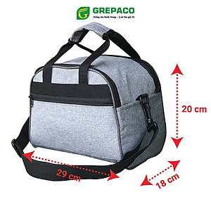 Túi Đựng Hộp Cơm Giữ Nhiệt Grepaco Nhiều Ngăn Đựng Đồ Thức Ăn Nóng Lạnh Văn Phòng, Mẹ Bỉm Du Lịch – Vải Bố Canvas, Kích Thước Size To (Cỡ Lớn), Kiểu Quai Xách Và Đeo Vai - Tặng Túi Đựng Muỗng Nĩa - Hàng Chính Hãng