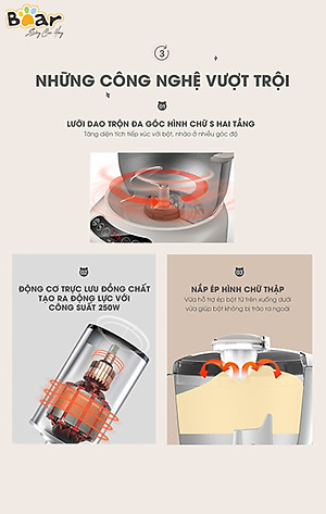 Máy Trộn Bột Ủ Bột Lên Men Tự Động BEAR HMJ-A70C1 Chống Dính Dung Tích 7 Lít Công Suất 250 W - Hàng Chính Hãng