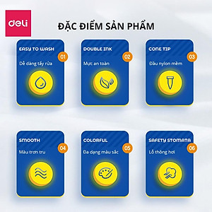 Bút Brush Bút Dạ Màu Marker Chuyên Viết Calligraphy Đầu Mềm Dành Cho Học Sinh Mĩ Thuật Hội Hoạ Deli - Tô Vẽ Truyện Tranh Manga Anime - HM555