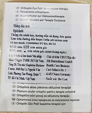 Miếng băng dán mắt 3M Nexcare 1537 (dùng cho trẻ nhỏ hơn 4 tuổi), 50 miếng/hộp ( mẫu mới)