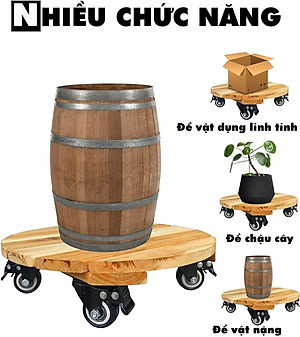 Đế Kê Chậu Cây Có Bánh Xe ANKAN, R30cm Làm Giá Đỡ Kệ Hoa Cây Cảnh, Màu Vàng Nắng, Chịu Tải 150Kg