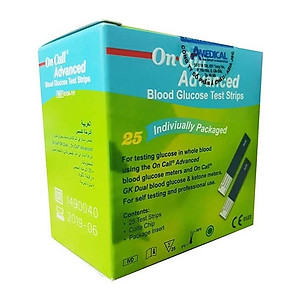 Hộp 25 Que Thử Đường Huyết On Call Advanced