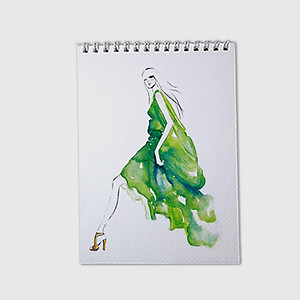 Sổ vẽ A4 vẽ màu nước và chì có vân sang giấy định lượng 260gsm nhập từ Ý, lên màu trong tự nhiên,15 tờ/cuốn MOW260 Green Art - Hàng chính hãng