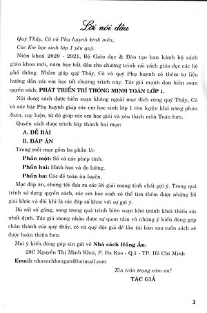 Sách Phát Triển Trí Thông Minh Toán Lớp 1 (Tái Bản 2020)