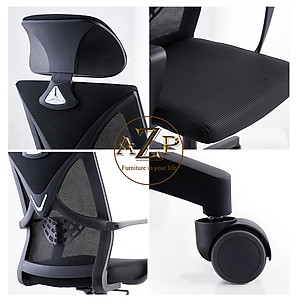 Ghế Văn Phòng Hỗ Trợ Cột Sống Lưng & Top thiết kế chuẩn Ergonomic AZP-9199-NEW XÁM Siêu Phẩm Style Thời Trang 