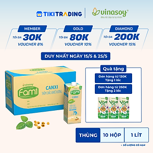 Thùng 10 Hộp Sữa đậu nành Vinasoy Fami Canxi (1 lít/Hộp)