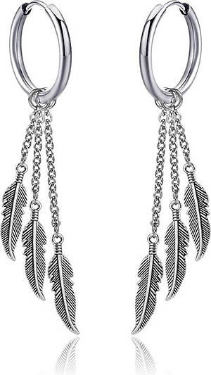 Bông tai nam nữ lông vũ thả xuông style thảo nguyên