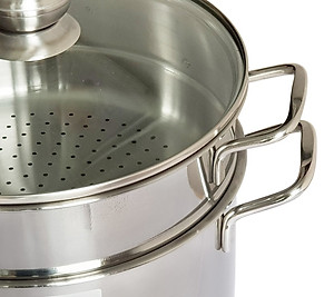 Bộ Nồi Luộc Gà Kèm Xửng Hấp Inox Size 28cm Dùng Mọi Bếp - Hàng Chính Hãng