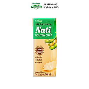 Thùng Sữa Đậu Nành NutiMilk Nguyên Chất 200ml (Hộp 200ml x 36) - Bổ Sung Dinh Dưỡng Từ Hạt Đậu Nành