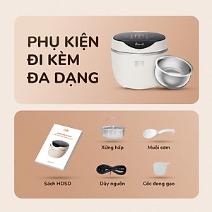 Nồi cơm điện tử UNIE URC612 ,công nghệ nấu cơm giảm đường, lòng nồi inox 304, dung tích 1,2L,công suất 500W, hàng chính hãng BH 12 tháng 