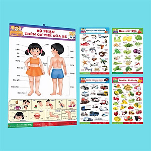 Tranh lò xo- Bộ Tranh Treo Tường 6 Tờ 12 Chủ Đề dành cho bé (Song ngữ Việt Anh)