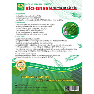 BIO-GREEN vi sinh xử lý nước ao hồ nuôi Cá Tôm bị ô nhiễm hoi thối. Cắt tảo xanh, tiêu nhớt đáy. Phân hủy cặn bã dư thừa làm trong sạch nguồn nước