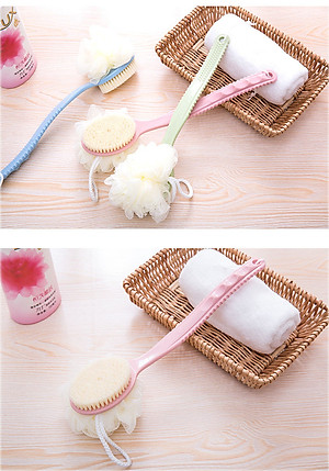 Bàn Chải Chà Lưng Kèm Bông Tắm 2in1- Cọ Chà Lưng Masage Tẩy Tế Bào Chết Cao Cấp - Hàng Chính Hãng (Giao Màu Ngẫu Nhiên)