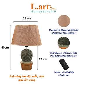 Đèn ngủ để bàn gốm sứ hình cây xương rồng xinh xắn DY17510