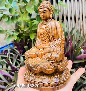TƯỢNG PHẬT THÍCH CA GỖ BÁCH XANH THƠM NỨC KT CAO 15×9×8CM