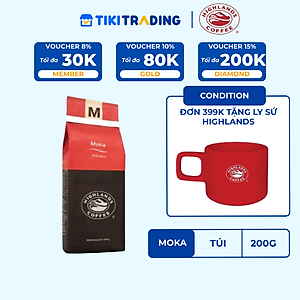 [ ĐƠN 399K TẶNG PHIN PHA CÀ PHÊ HIGHLANDS] Cà phê Rang xay Moka Highlands Coffee 200g