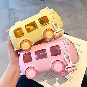 Bình Đựng Nước Cho Bé, Bình Nước Xe Buýt 500ml Có Ống Hút Và Quai Đeo, Bình Tập Uống Nước Cho Bé