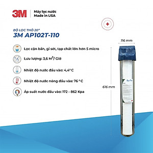 Bộ Lọc Thô 20 inch 3M AP102T-110 | CFS02T Cao Cấp Kèm Lõi 20" - Hàng Chính Hãng 3M, Nhập Khẩu Mỹ