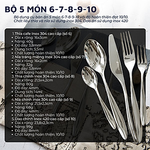 Bộ dụng cụ bàn ăn dao thìa nĩa Inox 304 DandiHome cao cấp
