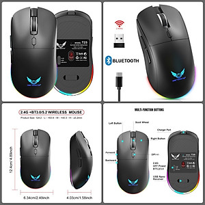Chuột Led Không Dây Pin sạc T25 Gaming Cổng sạc TypeC chống mỏi cổ tay cho máy tính laptop hàng nhập khẩu
