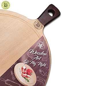 Thớt Gỗ Beech Tay Cầm Tròn Dai 34, 37, 40 cm  - Đồ Gỗ Nhà Bếp Thương Hiệu Trường Sơn