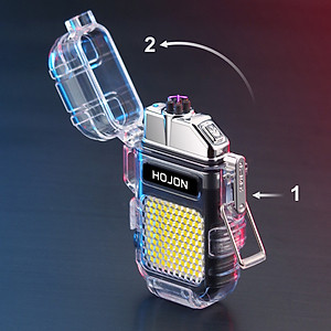 Vỏ Hột Quẹt Hojon F33 Plasma 2 Tia Sạc USB Kiêm Đèn Pin Siêu Sáng Chống Nước Cực Tốt - Nhiều Màu