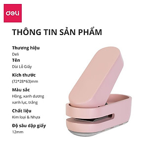 Kìm Bấm Đục Lỗ Giấy Mini Refill Dụng Cụ Bấm Lỗ Giấy Làm Sổ Còng Cầm Tay Tiện Lợi Deli - Bấm Lỗ Tài Liệu Lưu Trữ Đóng Sổ - NS088