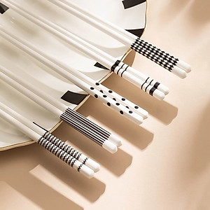 Set 5 Đôi Đũa Gốm Màu Trắng Vân Đá Sang Trọng Cao Cấp Phong Cách HÀN QUỐC 25cm Kèm Hộp Dùng Để Biếu Hoặc Tặng Quà - HÀNG CHÍNH HÃNG MINIIN