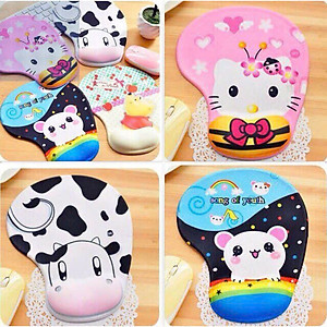 Lót Chuột Tròn Có Kê Tay Chống Chai Họa Tiết Dễ Thương 18 x 23 cm PaKaSa - Hàng chính hãng