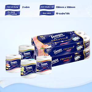 Lốc 10 Cuộn Giấy Vệ Sinh Tempo Prestige - Hoa Lê
