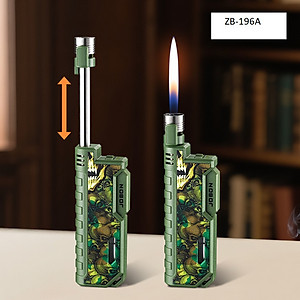 Vỏ hộp quẹt bật lửa ngọn ZB-196A có ô quan sát dung lượng ga, đầu thu ngắn kéo dài linh hoạt