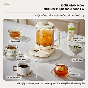 Bình Pha Trà BEAR 1,5L Ấm Thủy Tinh Đun Nước Giữ Nhiệt Hẹn Giờ Có Lưới Lọc Bảo Hành 18 Tháng - SB-PT15K 1000W