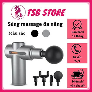 Máy massage cầm tay mini 6 chế độ, 4 đầu chức năng - Súng massage toàn thân đa năng kiêm máy massage cổ vai gáy, lưng, tay chân, động cơ mạnh mẽ massage thư giãn toàn thân - Máy masage cầm tay tác động lên các thớ cơ chuyên nghiệp