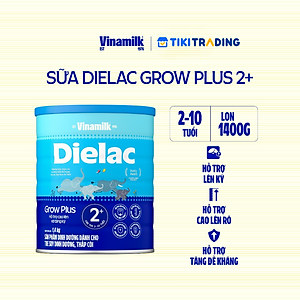 Sữa bột Vinamilk Dielac Grow Plus 2+ Hộp thiếc 1400g (Sữa Non)