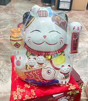 Tượng Mèo Thần Tài Ngũ Phúc Lâm Môn Vẫy Tay Chiêu Tài Lộc Bằng Gốm Sứ - MẪU & MÀU GIAO NGẪU NHIÊN