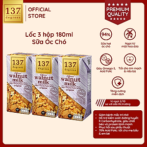 Lốc 3 hộp Sữa hạt Óc chó Nguyên chất 137 DEGREES 180ml