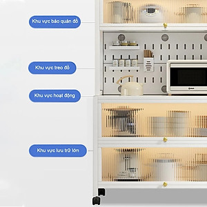 Tủ Bếp Đa Năng Nắp Đậy 5 Tầng Tối Ưu Không Gian Lưu Trữ Kệ Để Lò Vi Sóng Thông Minh