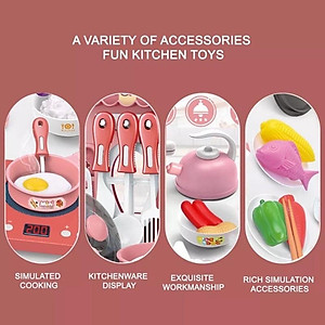 Bộ nấu ăn nhà bếp 36 chi tiết màu hồng xinh xắn đáng yêu sử dụng pin