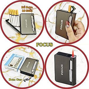 Hộp Quẹt Bật Lửa Khè - Hộp Đựng Thuốc Focus 10 (Điếu) 2in1 tiện lợi, Mẫu mới 2023