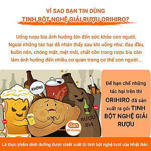 Tinh Bột Nghệ Giải Rượu Orihiro Nhật Bản giúp giải rượu nhanh, tăng cường chức năng gan, bảo vệ sức khỏe gói 1,5g x 20 JN-OR-TUR01