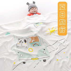 Chăn mền đũi cho bé từ sơ sinh đến tiểu học chất liệu sợi tre thiên nhiên và sợi Cotton, loại siêu mềm mịn, KT: 110x110cm, Bamboo Home - hàng chính hãng BBH01