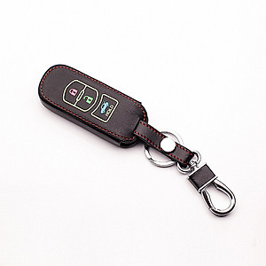 Cho xe Mazda, bao da chìa khóa 3 nút dạ quang kiêm móc khóa chất liệu da, Inox MIHOCO Mazda 3N/ Hành chính hãng